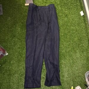 J.Crew Mens Navy Herringbone 100% Linen Pleated Dress Pants CF211 31x32 NWT